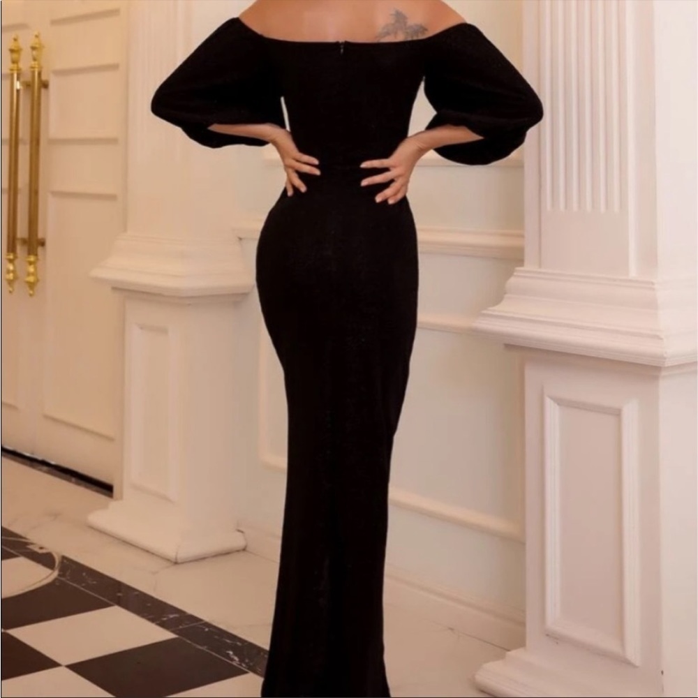 Missord Solid Off Shoulder Split Thigh Sparkly Ma… - image 2